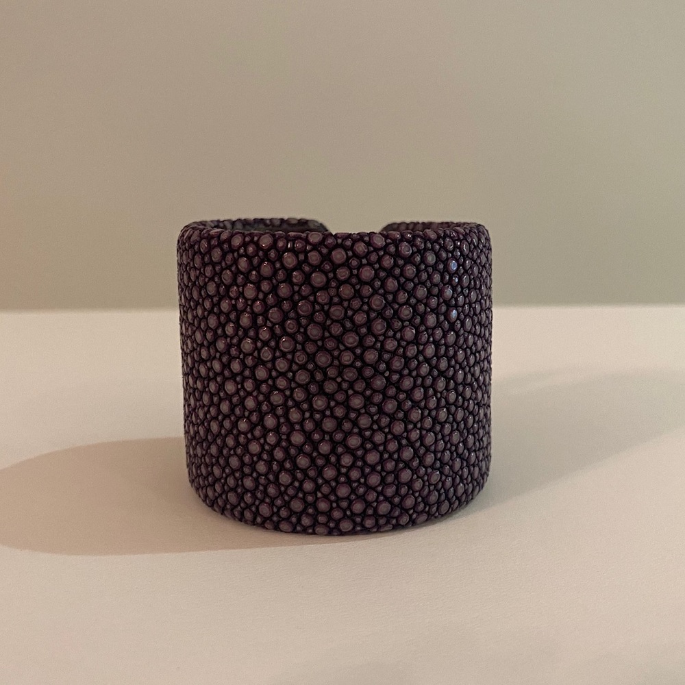 Genuine Shagreen/Stingray Purple Cuff Bracelet